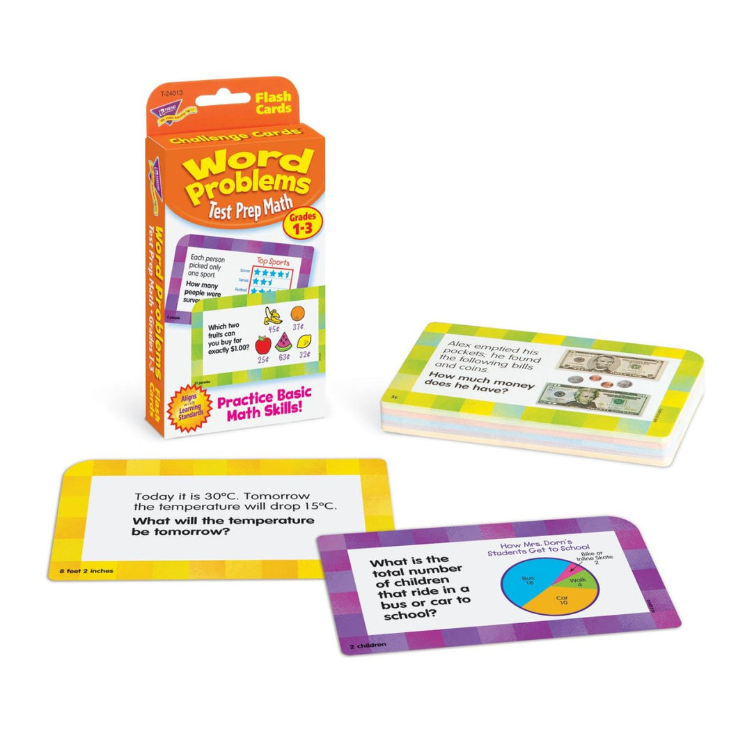 Word Problems Test Prep Math, Grades 1-3 Challenge Cards®-Flashcards-Tools 4 Teaching-Classroom Decor and More