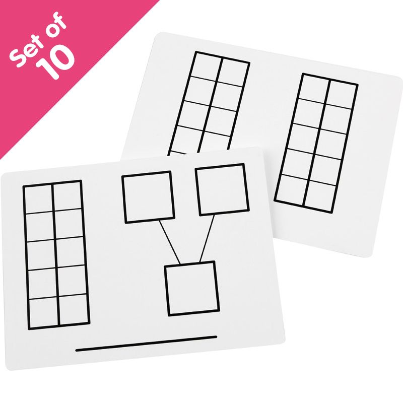 Write-On/Wipe-Off Ten-Frame Mats, set of 10-Dry Erase-Tools 4 Teaching-Classroom Decor and More