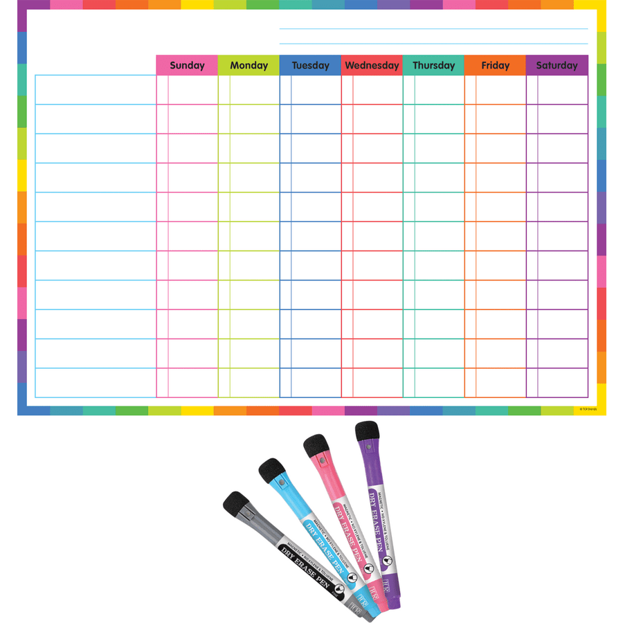 Colorful Dry-Erase Magnetic Task Chart-Dry Erase-Tools 4 Teaching-Classroom Decor and More