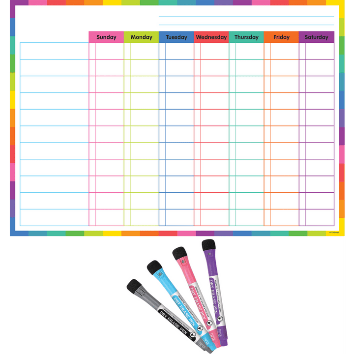Colorful Dry-Erase Magnetic Task Chart-Dry Erase-Tools 4 Teaching-Classroom Decor and More