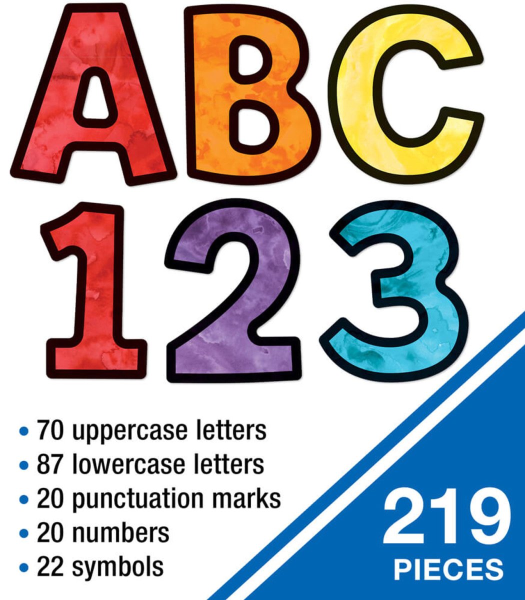 Celebrate Learning 4in Watercolor Combo Pack Bulletin Board Letters-Letters-Tools 4 Teaching-Classroom Decor and More