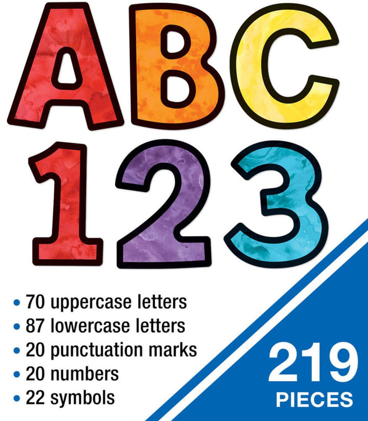 Celebrate Learning 4in Watercolor Combo Pack Bulletin Board Letters-Letters-Tools 4 Teaching-Classroom Decor and More