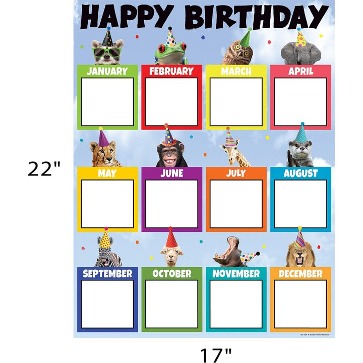 Go Wild Animals Happy Birthday Chart-Charts-Tools 4 Teaching-Classroom Decor and More