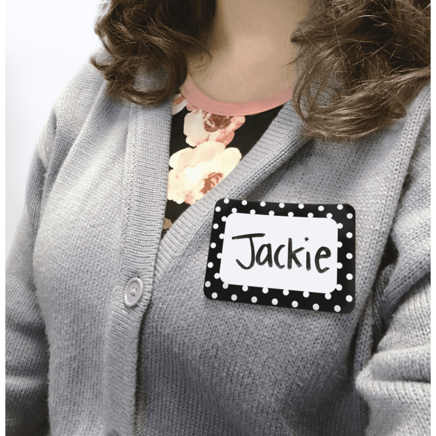 Black Polka Dot 2 Name Tags/Labels-Nameplates & Name Tags-Tools 4 Teaching-Classroom Decor and More