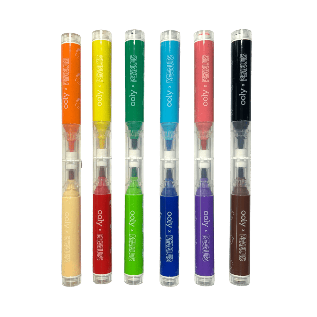 OOLY x Peanuts Double-Ended Brush & Stamp Markers - Set of 12-Art Supplies-Tools 4 Teaching-Classroom Decor and More