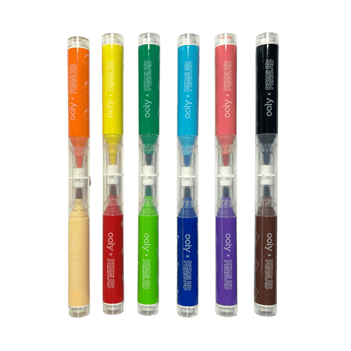 OOLY x Peanuts Double-Ended Brush & Stamp Markers - Set of 12-Art Supplies-Tools 4 Teaching-Classroom Decor and More