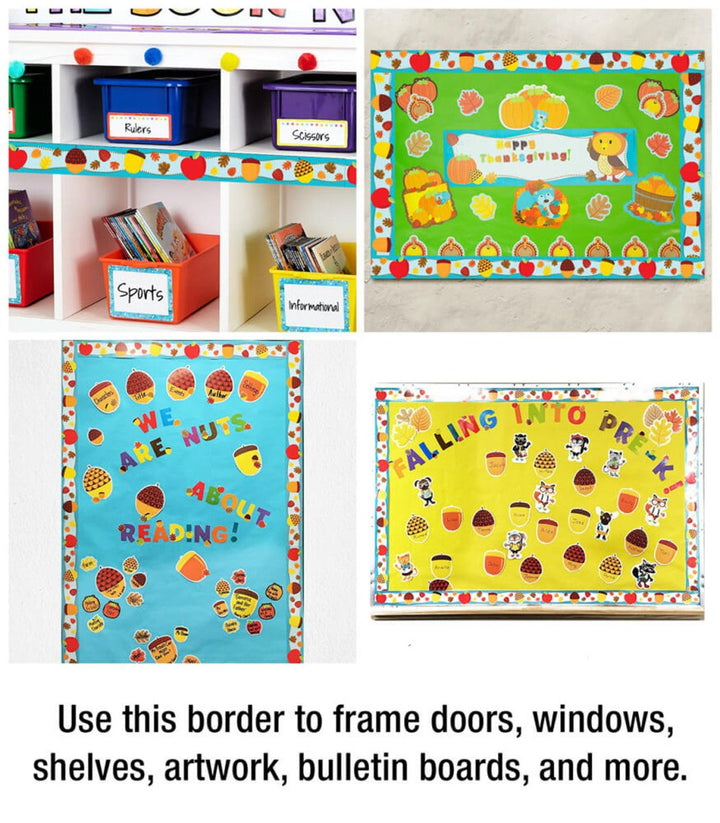 Apples & Acorns Straight Bulletin Board Borders-Tools 4 Teaching-Classroom Decor and More