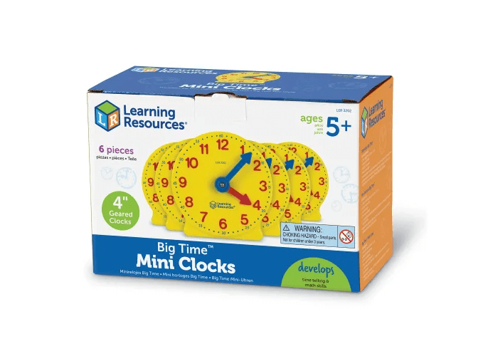 Big Time™ Geared Mini-Clocks, Set of 6-Time & Money-Tools 4 Teaching-Classroom Decor and More