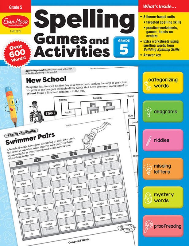 Spelling Games and Activities, Grade 5 - Print-Vocabulary Books-Tools 4 Teaching-Classroom Decor and More