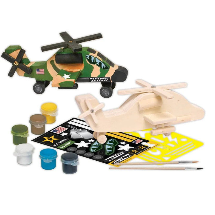US Army Apache Helicopter Wood Paint Kit - Tools 4 Teaching
