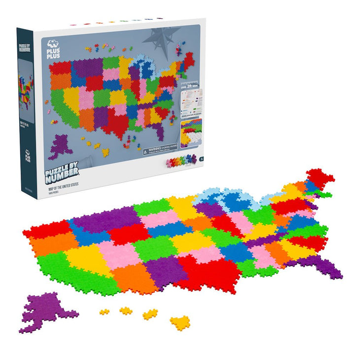 PLUS PLUS® Puzzle by Number® - 1400 PC - Map of The United States-Plus Plus-Tools 4 Teaching-Classroom Decor and More