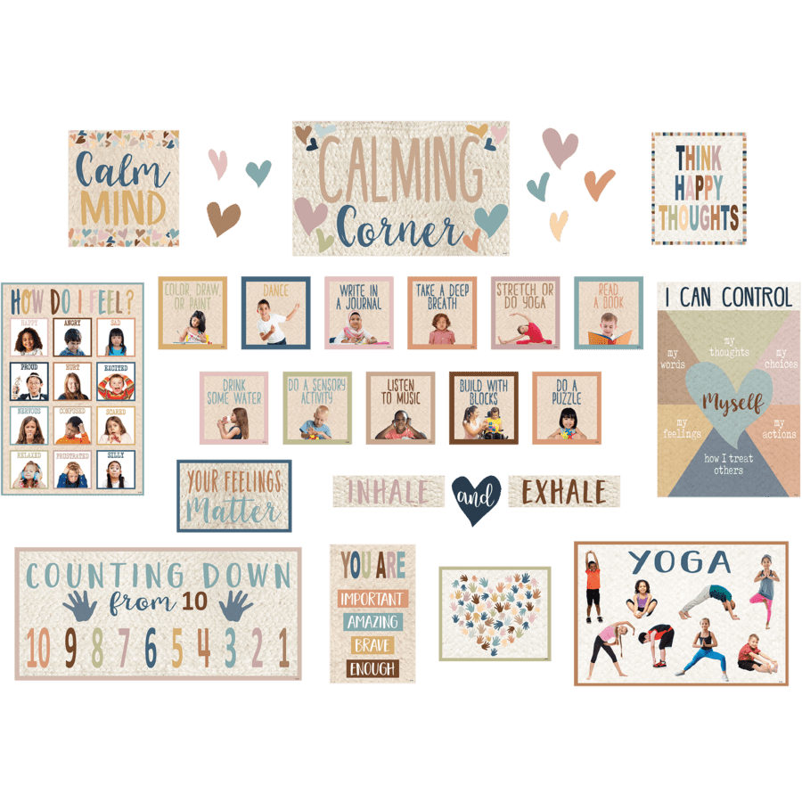 Everyone is Welcome Calming Corner Bulletin Board-Bulletin Board Sets-Tools 4 Teaching-Classroom Decor and More