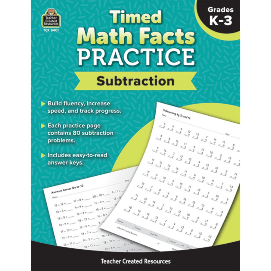 Time Math Facts Book: Subtraction (Grades K-3)-Addition & Subtraction-Tools 4 Teaching-Classroom Decor and More