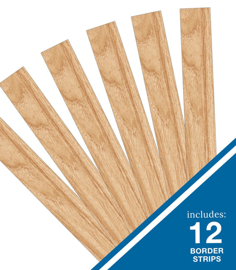 Grow Together Light Wood Grain Straight Bulletin Board Borders - Tools 4 Teaching