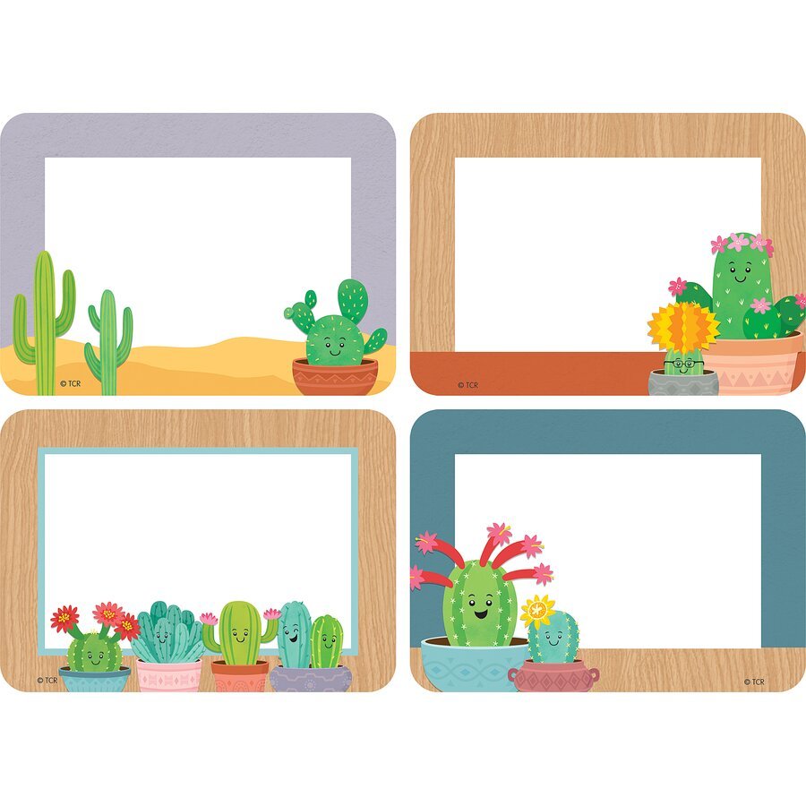 Happy Cactus Crew Name Tags/Labels - Multi-Pack-Nameplates & Name Tags-Tools 4 Teaching-Classroom Decor and More