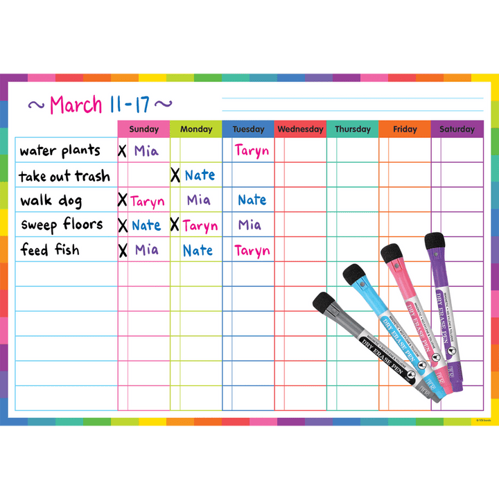 Colorful Dry-Erase Magnetic Task Chart-Dry Erase-Tools 4 Teaching-Classroom Decor and More
