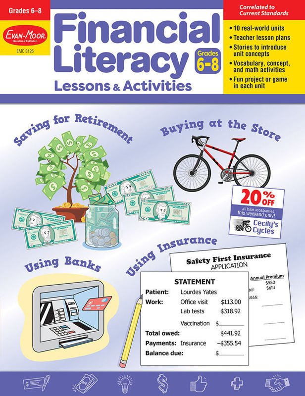 Financial Literacy Lessons and Activities, Grades 6–8 — Teacher’s Resource, Print-Subjects - Reading - Reading Books-Tools 4 Teaching-Classroom Decor and More