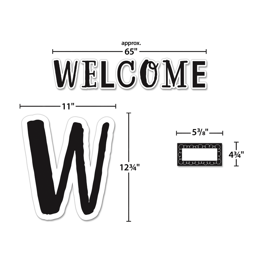 Black and White Welcome Bulletin Board-Bulletin Board Sets-Tools 4 Teaching-Classroom Decor and More