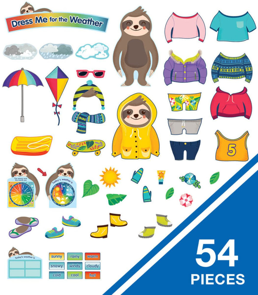 Sloth Dress Me for the Weather Bulletin Board Set Grade PK-2-Bulletin Board Sets-Tools 4 Teaching-Classroom Decor and More