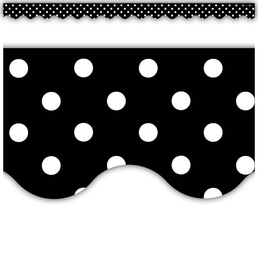 Scalloped Border Trim: Black Polka Dots-Borders-Tools 4 Teaching-Classroom Decor and More