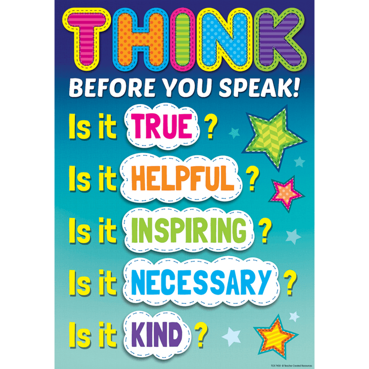 Think Before You Speak Positive Poster-Posters-Tools 4 Teaching-Classroom Decor and More