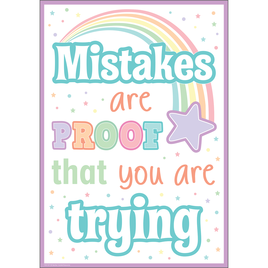 Pastel Pop Mistakes Are Proof That You Are Trying Positive Poster-Posters-Tools 4 Teaching-Classroom Decor and More