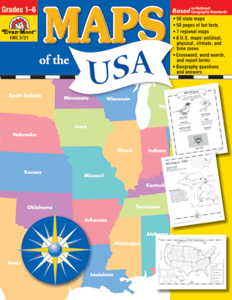 Maps of the USA, Grades 1-6-Social Studies Books-Tools 4 Teaching-Classroom Decor and More