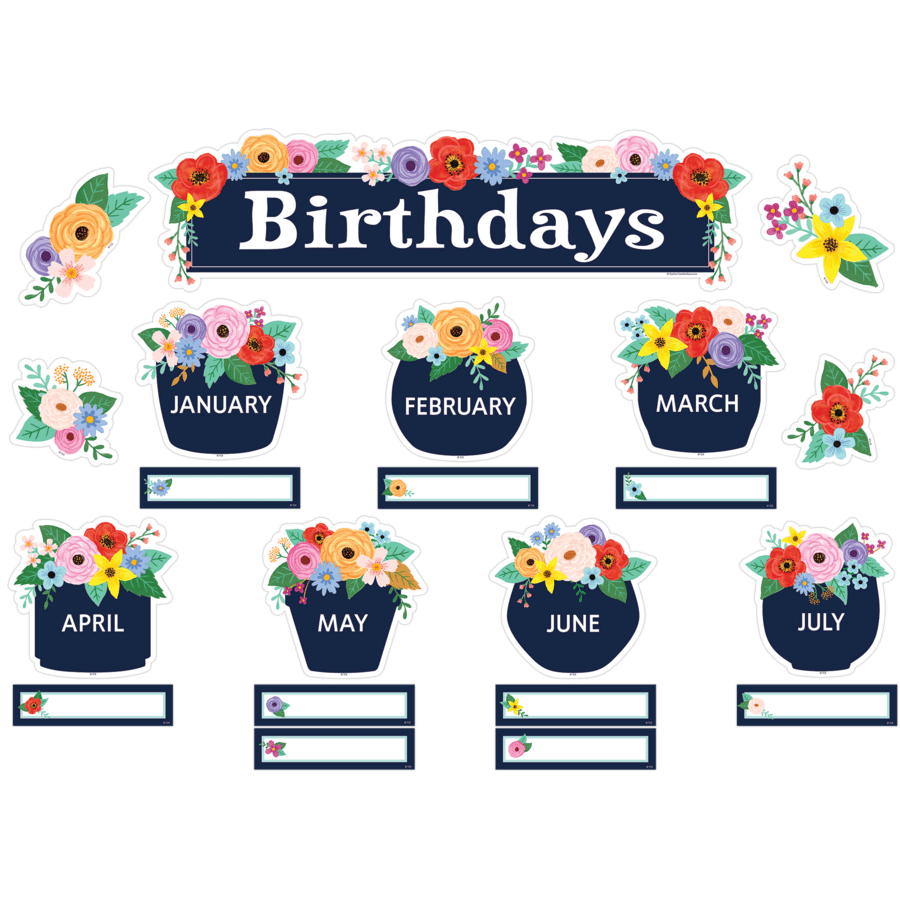 Wildflowers Birthdays Mini Bulletin Board-Birthday-Tools 4 Teaching-Classroom Decor and More