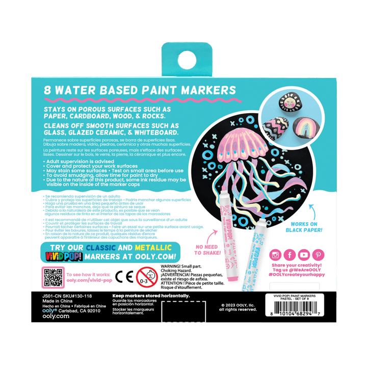 Vivid Pop! Water Based Paint Markers - Pastel - Set of 8-Art Supplies-Tools 4 Teaching-Classroom Decor and More