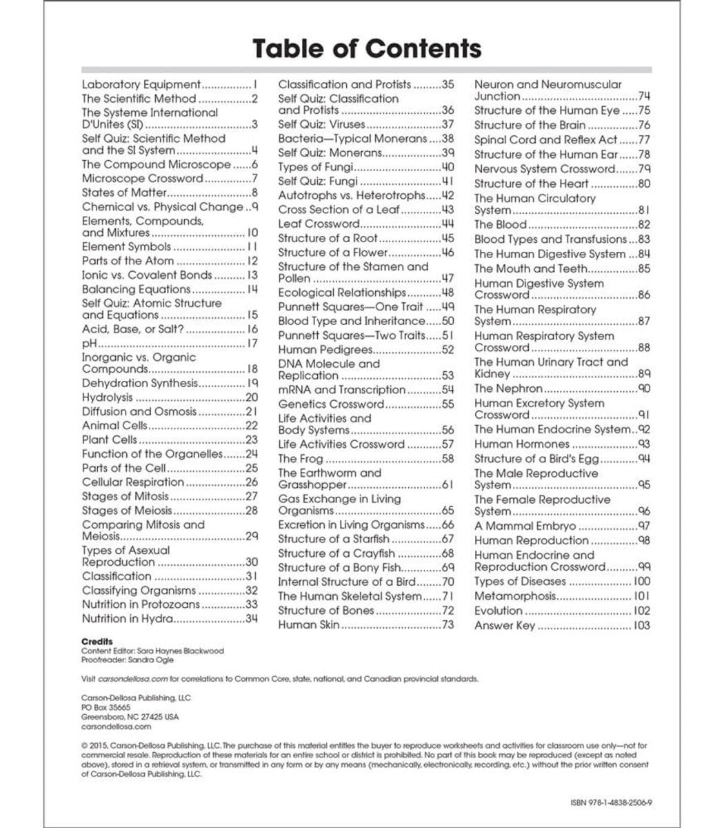 The 100+ Series™: Biology Workbook Grade 6-12 (Paperback)-Science & STEM-Tools 4 Teaching-Classroom Decor and More