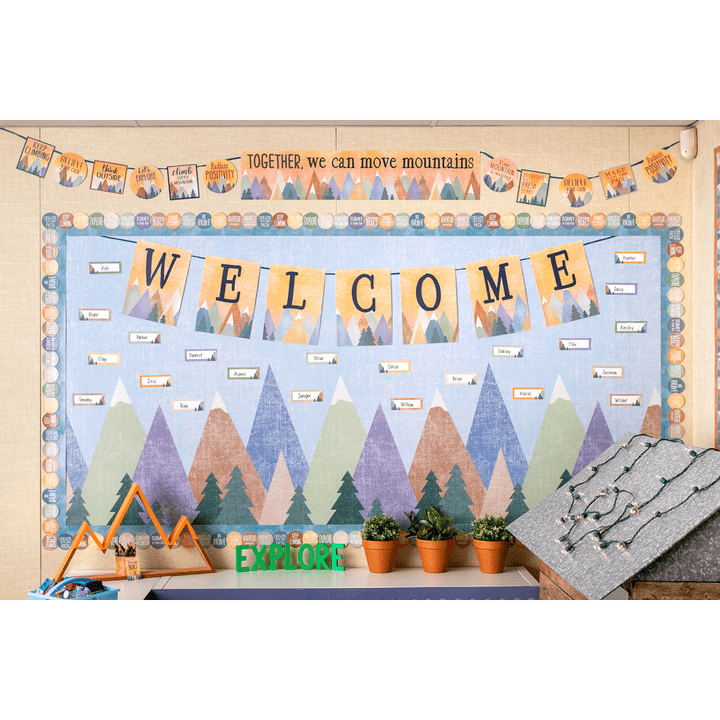 Moving Mountains Welcome Bulletin Board-Bulletin Board Sets-Tools 4 Teaching-Classroom Decor and More