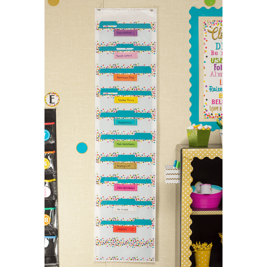 Confetti 10 Pocket File Storage Pocket Chart-Pocket Charts-Tools 4 Teaching-Classroom Decor and More