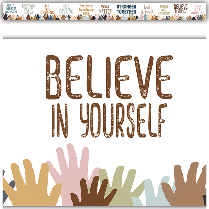 Everyone is Welcome Helping Hands Straight Border Trim-Borders-Tools 4 Teaching-Classroom Decor and More