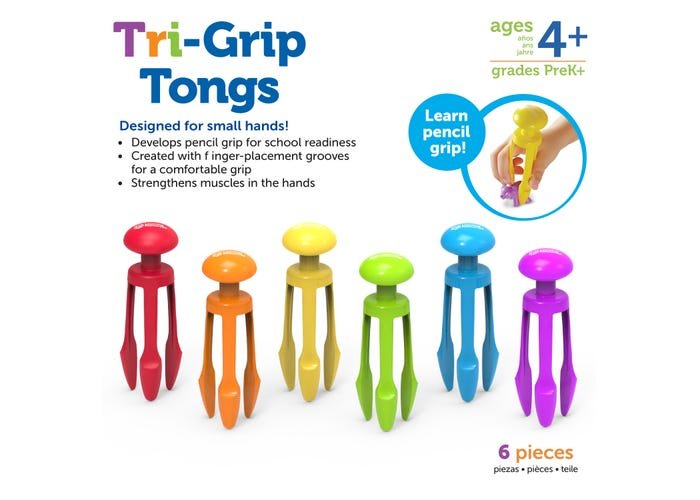 Tri-Grip Tongs, Set of 6-Fine Motor-Tools 4 Teaching-Classroom Decor and More