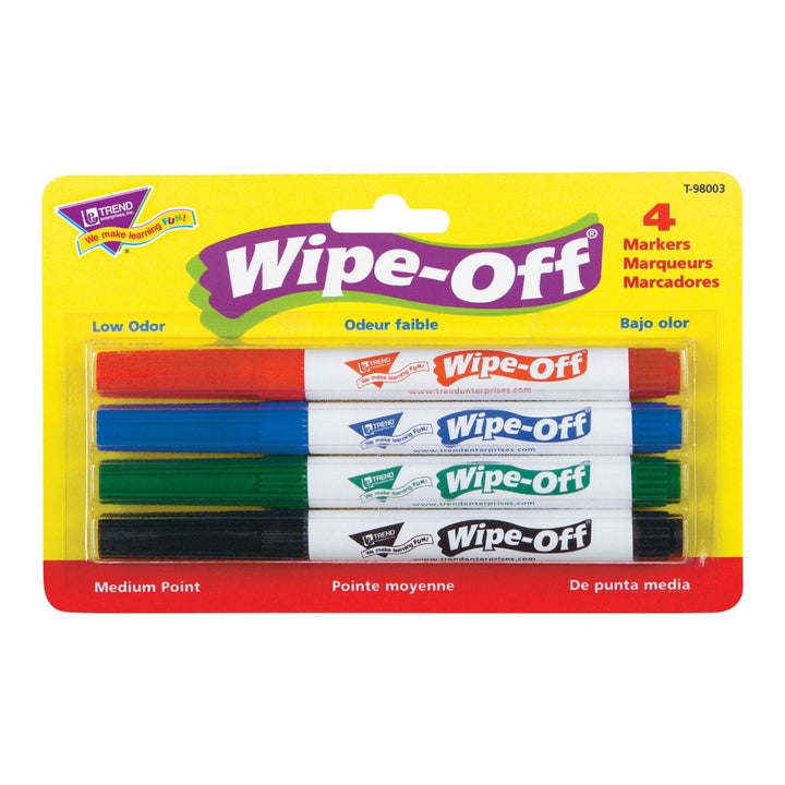 4-Pack Standard Colors wipe off markers-Art Supplies-Tools 4 Teaching-Classroom Decor and More