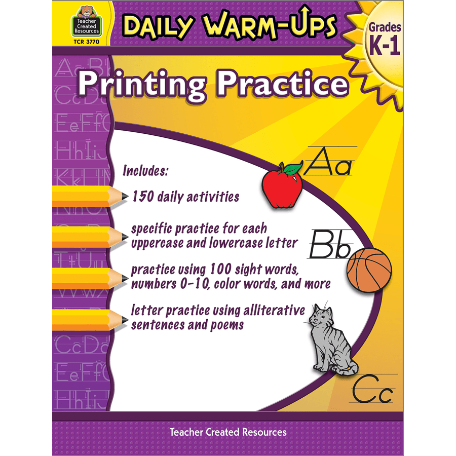 Daily Warm-Ups: Printing Practice Grades K-1-Handwriting Books-Tools 4 Teaching-Classroom Decor and More