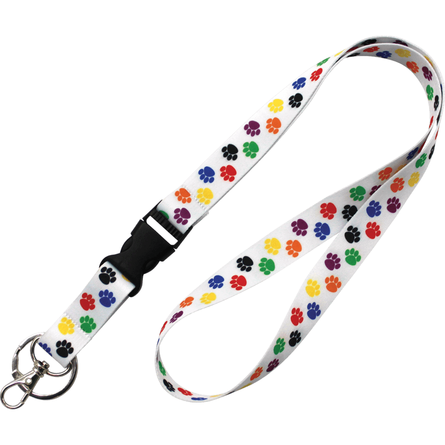 Colorful Paw Prints Lanyard-Badges-Tools 4 Teaching-Classroom Decor and More
