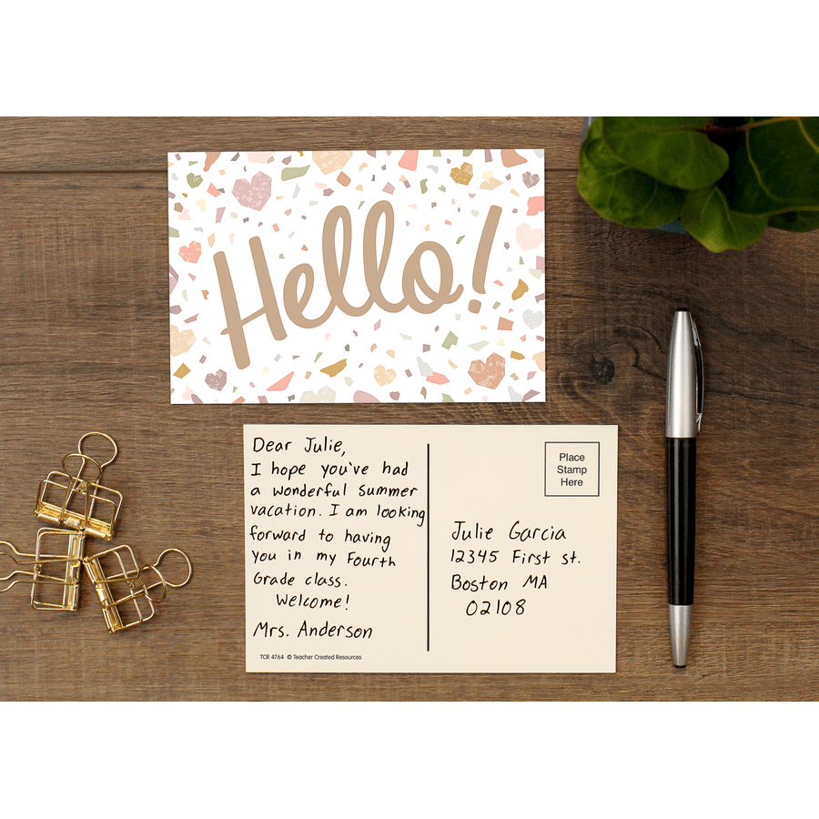 Terrazzo Tones Hello Postcards-Postcards-Tools 4 Teaching-Classroom Decor and More