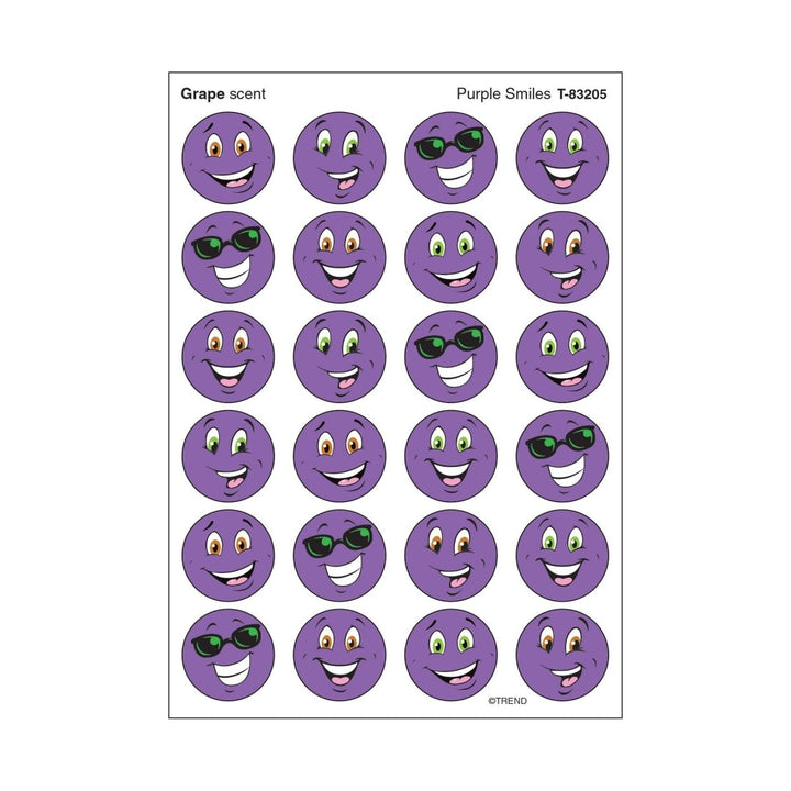 Purple Smiles, Grape scent Scratch 'n Sniff Stinky Stickers® – Small-Stickers-Tools 4 Teaching-Classroom Decor and More