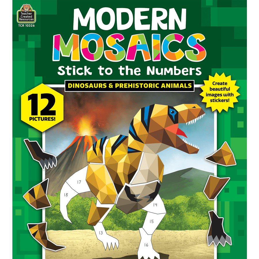Dinosaurs and Prehistoric Animals Modern Mosaics Stick to the Numbers-Activity Pads-Tools 4 Teaching-Classroom Decor and More
