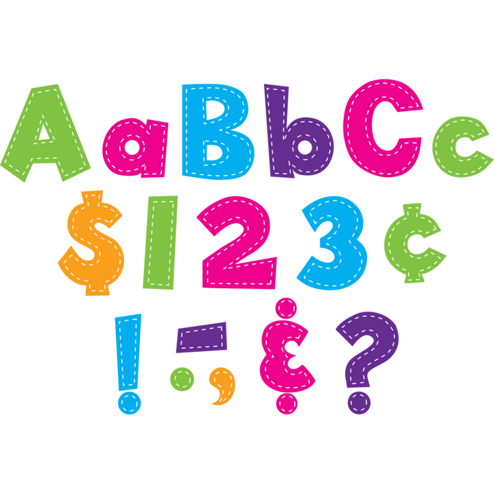 Multi Bright Stitch 4" Fun Font Letters-Letters-Tools 4 Teaching-Classroom Decor and More
