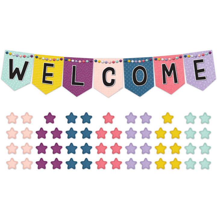 Oh Happy Day Pennants Welcome Bulletin Board-Bulletin Board Sets-Tools 4 Teaching-Classroom Decor and More