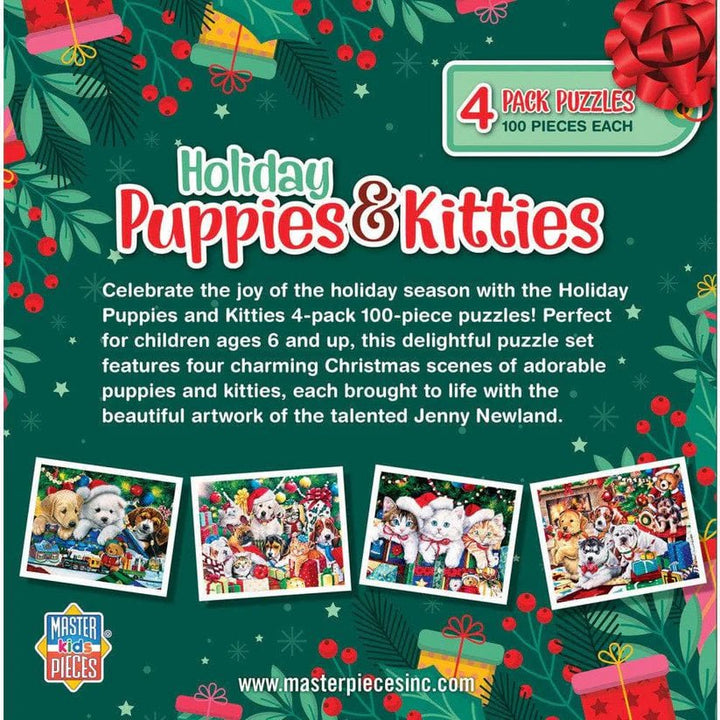 4 - pack Holiday Puppies and Kitties 100PC puzzle - Tools 4 Teaching