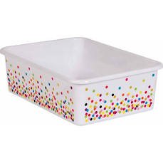Large Plastic Storage Bin: Patterned White Confetti-Organization-Tools 4 Teaching-Classroom Decor and More