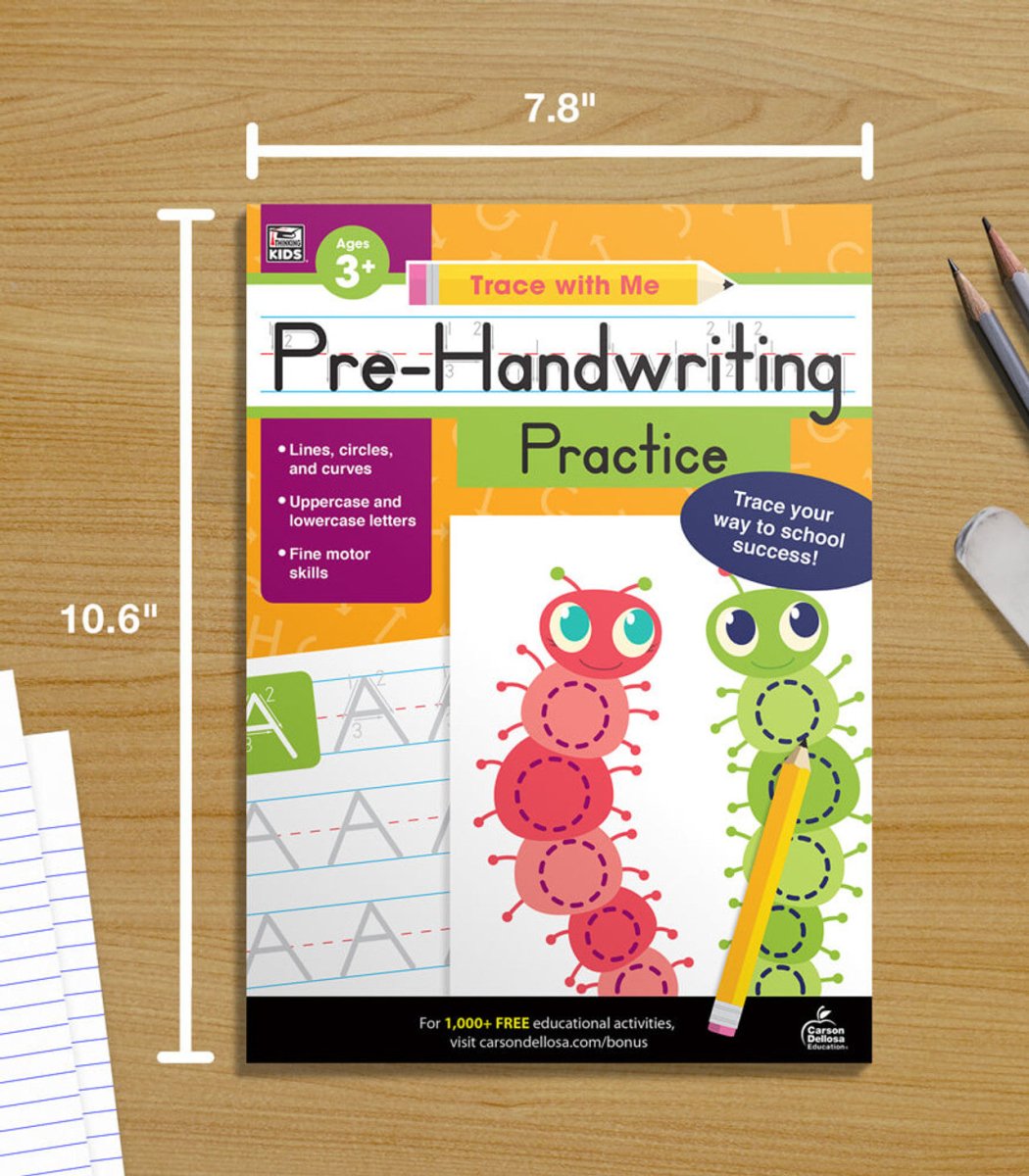Trace with Me: Pre-Handwriting Practice Activity Book Grade PK-2 Paperback-Handwriting Books-Tools 4 Teaching-Classroom Decor and More