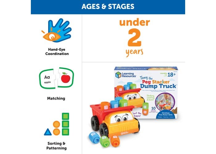 Tony the Peg Stacker Dump Truck-Fine Motor-Tools 4 Teaching-Classroom Decor and More