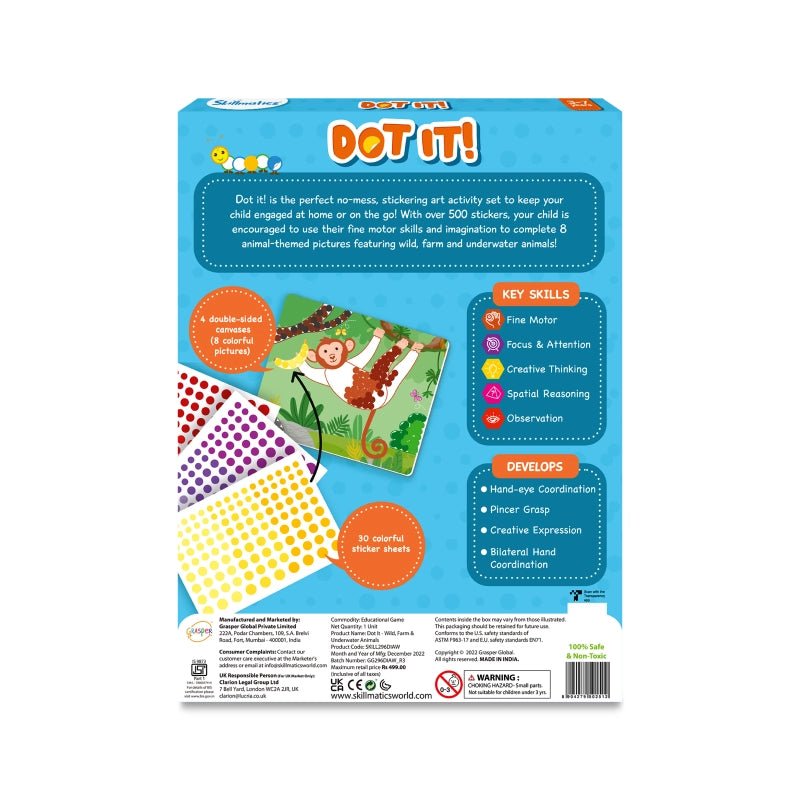 Dot it!: Wild, Farm & Underwater Animal | No mess sticker art (Ages 3-7)-Craft Activity-Tools 4 Teaching-Classroom Decor and More