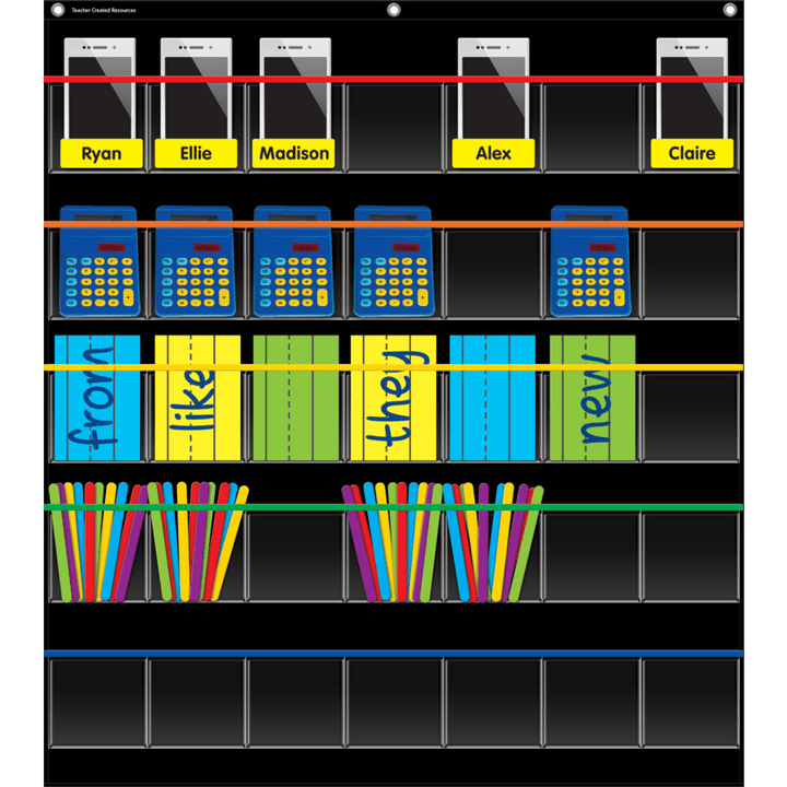 Black Storage Pocket Chart-Pocket Charts-Tools 4 Teaching-Classroom Decor and More