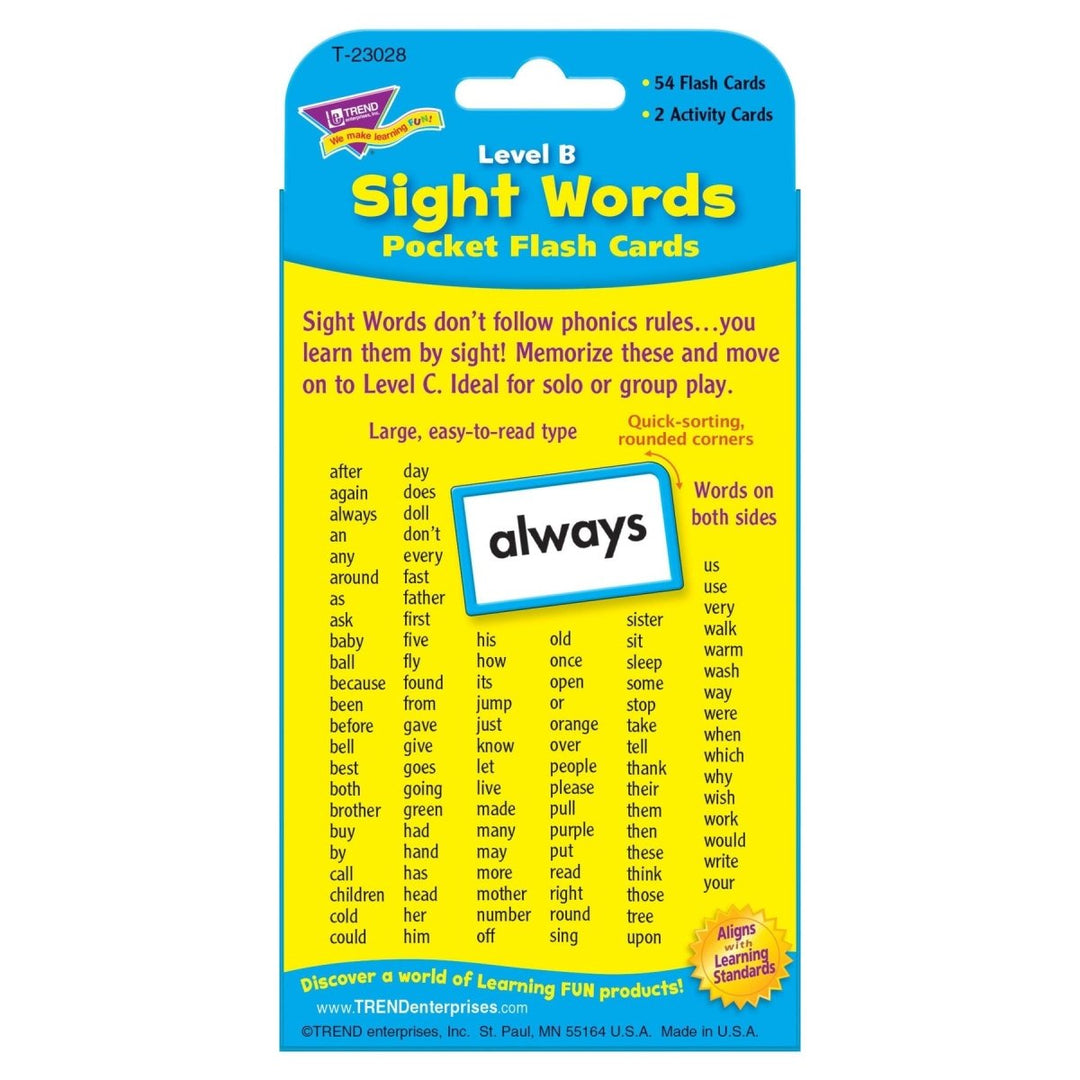 Sight Words – Level B Pocket Flash Cards-Flashcards-Tools 4 Teaching-Classroom Decor and More