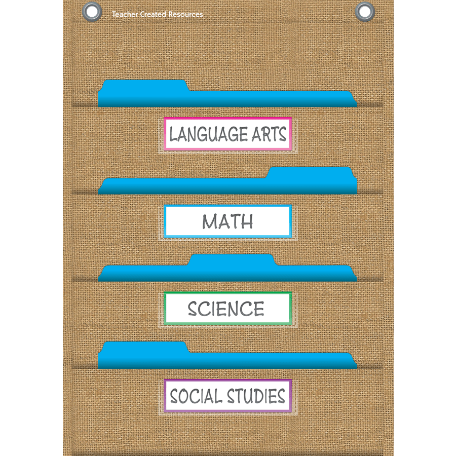 Burlap 10 Pocket File Storage Pocket Chart-Pocket Charts-Tools 4 Teaching-Classroom Decor and More